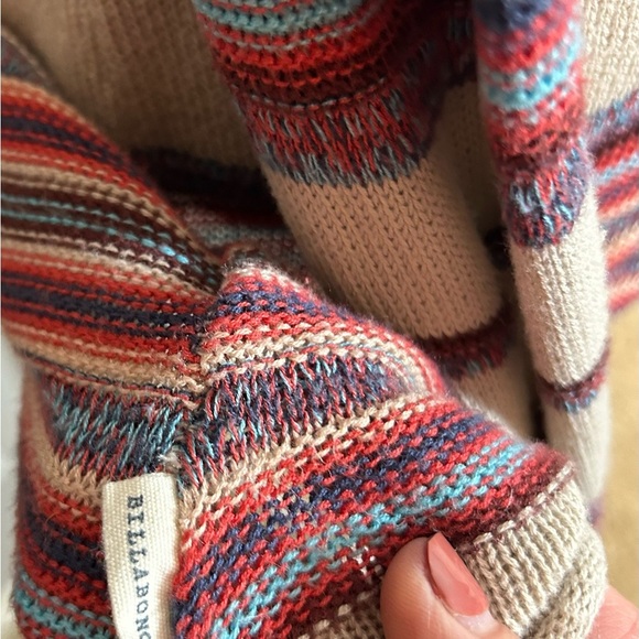 Women’s Billabong Multicolor Striped Open Cardigan Size M Western Cowgirl Boho - Picture 2 of 11